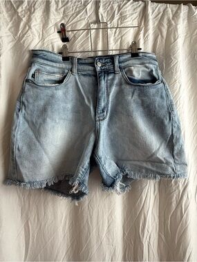 Judy Blue Light Blue Frayed Hem Denim Shorts